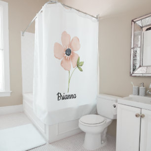 Rideaux De Douche Nom de fleur aquarelle rose