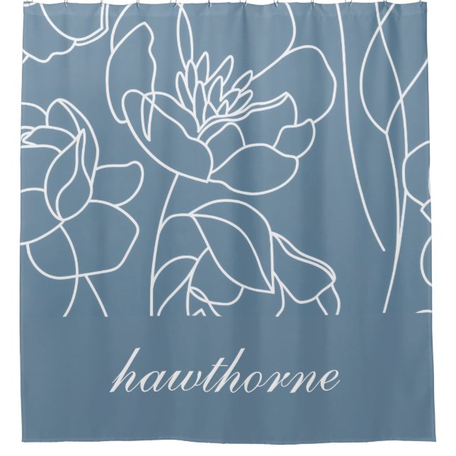 Rideaux De Douche Nom de monogramme élégant de fleurs sauvages moder (Devant)