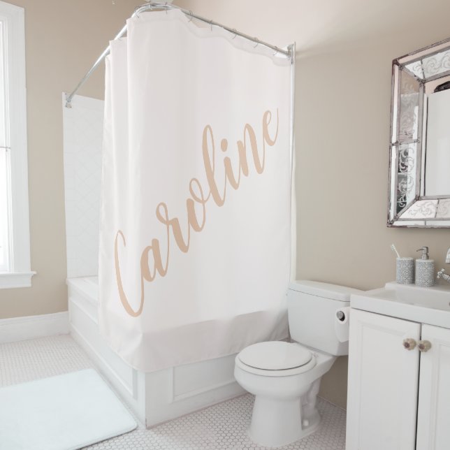 Rideaux De Douche Nom de script personnalisé Blush sur mesure pour s (En situation)