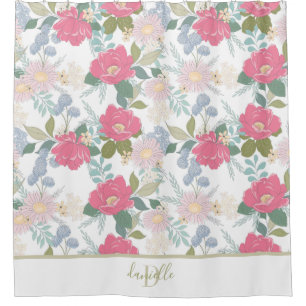 Rideaux De Douche Nom du monogramme du modèle floral