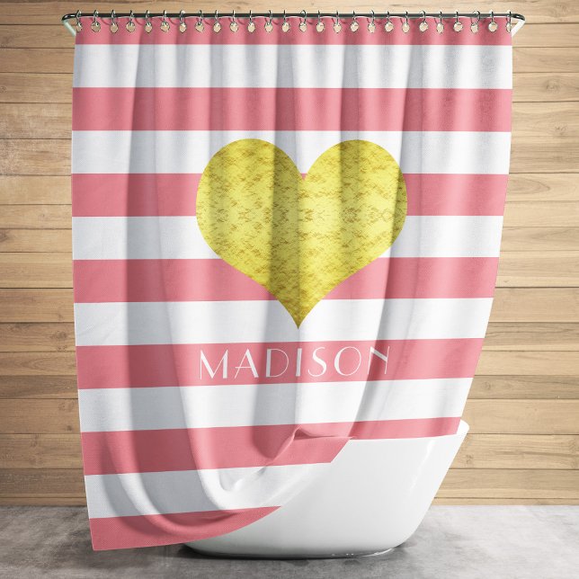 Rideaux De Douche Nom du Motif Moderne Pink Stripes (Personalized Modern Pink Stripes Pattern Shower Curtain)