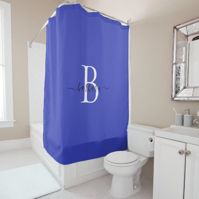 Rideaux De Douche Nom élégant en écriture manuscrite à monogramme bl (En situation)