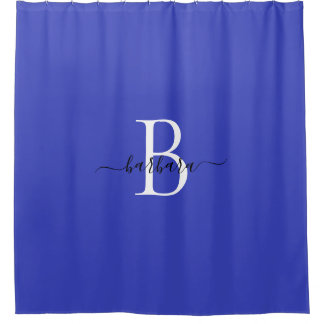 Rideaux De Douche Nom élégant en écriture manuscrite à monogramme bl