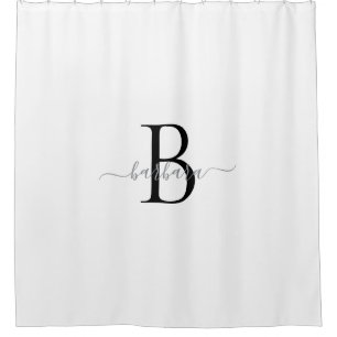 Rideaux De Douche Nom élégant en écriture manuscrite blanche monogra