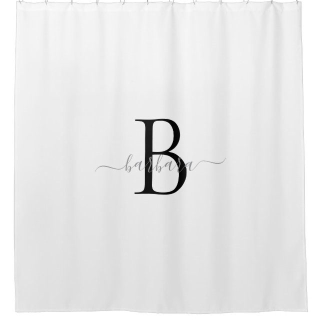Rideaux De Douche Nom élégant en écriture manuscrite blanche monogra (Devant)