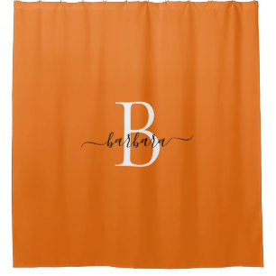 Rideaux De Douche Nom élégant en écriture orange monogramme