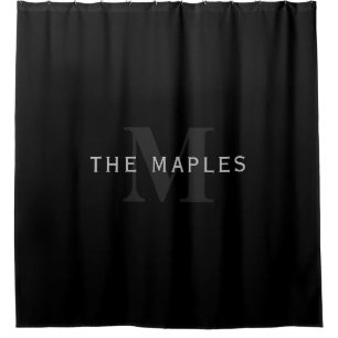 Rideaux De Douche Nom et monogramme modernes Gris et noir