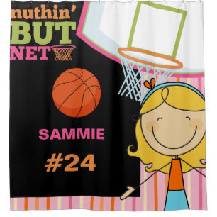 Rideaux De Douche Nom et nombre personnalisés Filles de basket-ball
