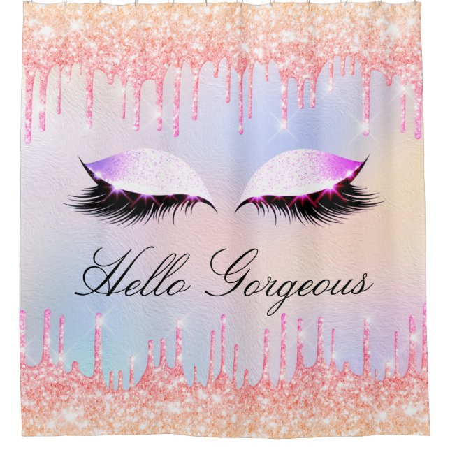 Rideaux De Douche Nom Eyelashes Maquillage Rose Bride Girly Drivers (Devant)