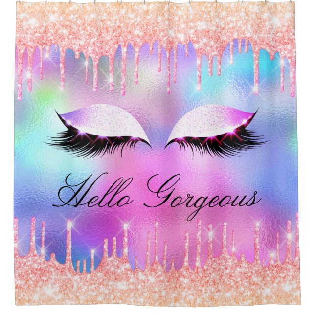 Rideaux De Douche Nom Eyelashes Maquillage Rose Bride Girly Drivers  (Devant)