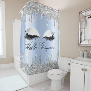 Rideaux De Douche Nom Eyelashes Maquillage Silver Blue Girly Drivers