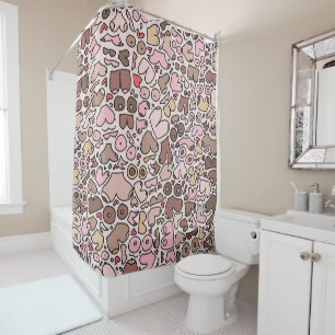 Rideaux De Douche Nom humour neutre motif mammaire