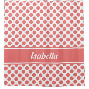 Rideaux De Douche Nom mignon Pink & White Polka Motif point