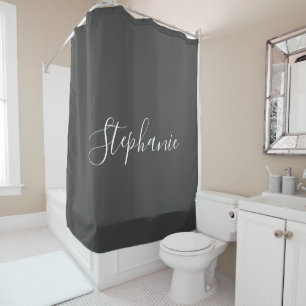 Rideaux De Douche Nom Monogramme blanc gris clair classe élégante pe