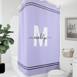 Rideaux De Douche Nom Monogramme Écriture Violette