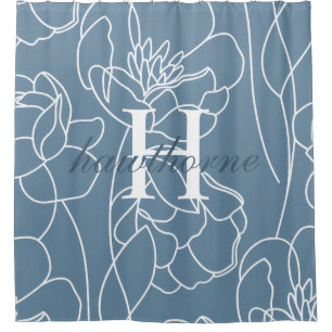 Rideaux De Douche Nom monogramme Fleur sauvage Moderne Élégant