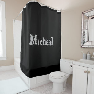 Rideaux De Douche Nom monogramme moderne minimaliste noir blanc