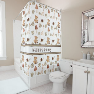 Rideaux De Douche Nom personnalisé Boho Woodland Jungle Motif animal