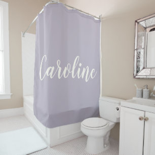 Rideaux De Douche Nom personnalisé calligraphie minimaliste lilas