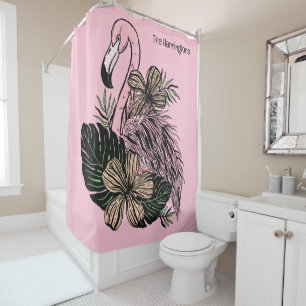 Rideaux De Douche Nom personnalisé et couleur Flamant rose rose