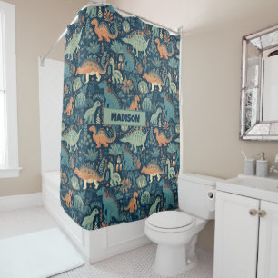 Rideaux De Douche Nom personnalisé Motif Dinosaur
