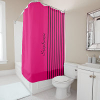 Nom personnalisé Pink Black Stripes Motif Girly 20
