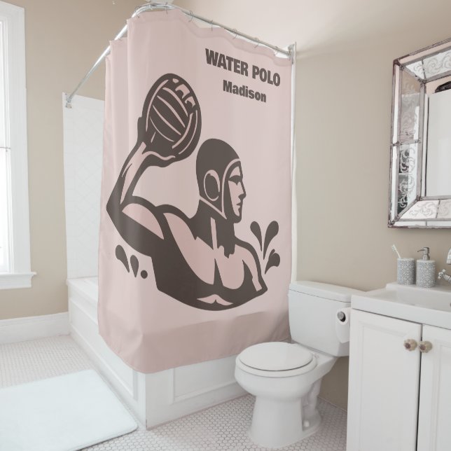 Rideaux De Douche Nom personnalisé Water Polo (En situation)
