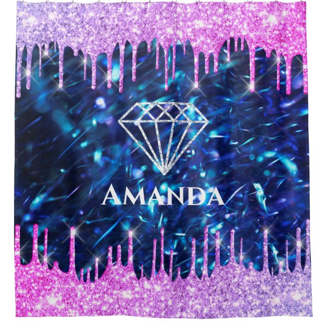 Rideaux De Douche Nom Sparkly Parties scintillant Drives Pink Navy B (Devant)
