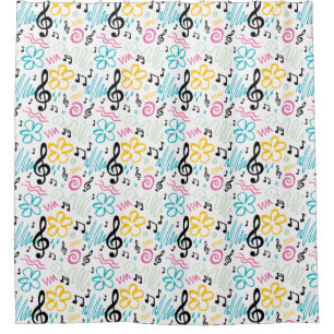Rideaux De Douche Notes de musique Treble Clef Musicien Cadeau 90s S