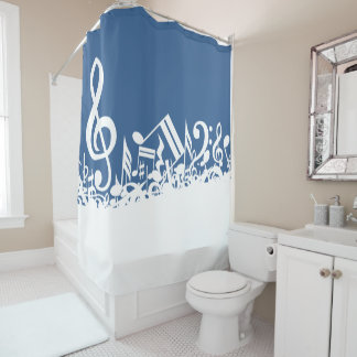 Rideaux De Douche Notes musicales de Bleu