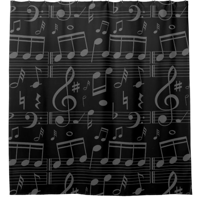 Rideaux De Douche notes musicales noires partition musicale (Devant)