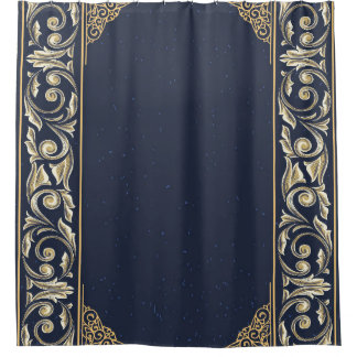 Rideaux De Douche nouveau d'art, bleu marine, or, antiquité, époque