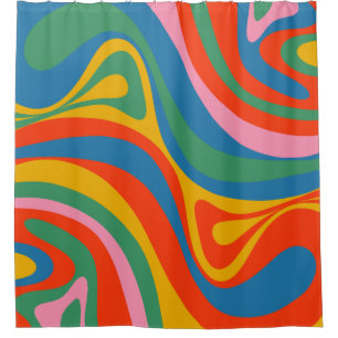Rideaux De Douche Nouveau Motif Abstrait coloré Groove Retro Trippy