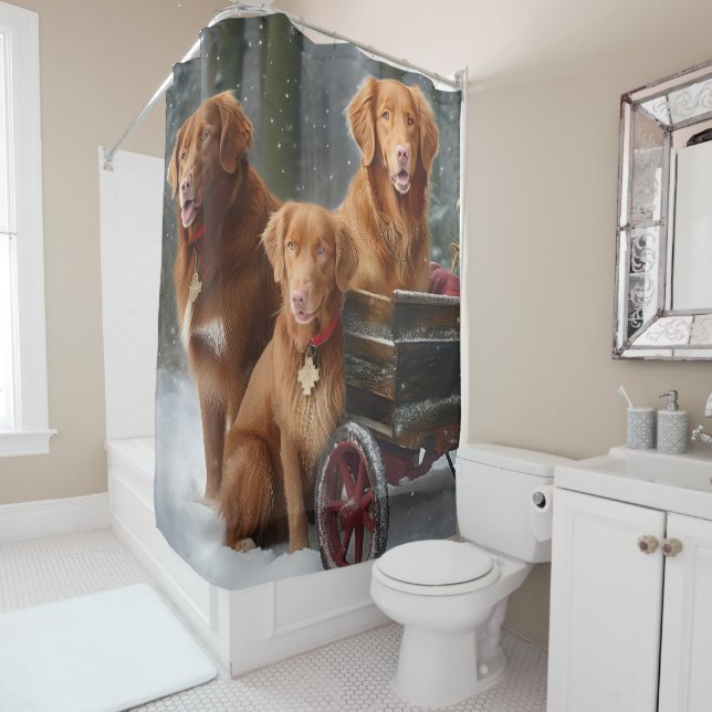 Rideaux De Douche Nouvelle-Écosse Duck Toller Retriever Snowden (En situation)