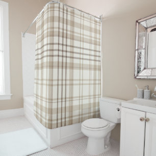 Rideaux De Douche Nouvelle ferme beige et taupe carreaux