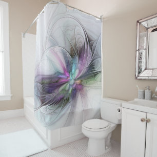 Rideaux De Douche Nouvelle vie, Colorful Abstrait Fractal Art Imagin