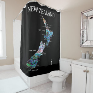 RIDEAUX DE DOUCHE NOUVELLE-ZÉLANDE KIWI CARTE PAUA