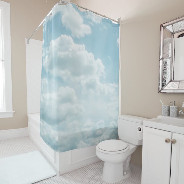 Rideaux De Douche Nuages bleus doux #2 nuages #mur #art (En situation)
