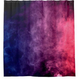 Rideaux De Douche Nuages colorés de fumée violette et bleue sur le d