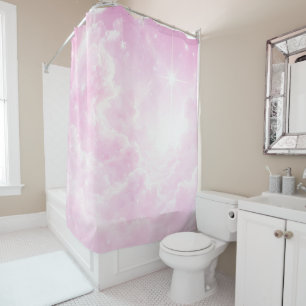 Rideaux De Douche Nuages de barbe à papa rose Ciel étoilé
