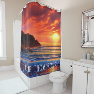 Rideaux De Douche Nuages de coucher de soleil clair tropical
