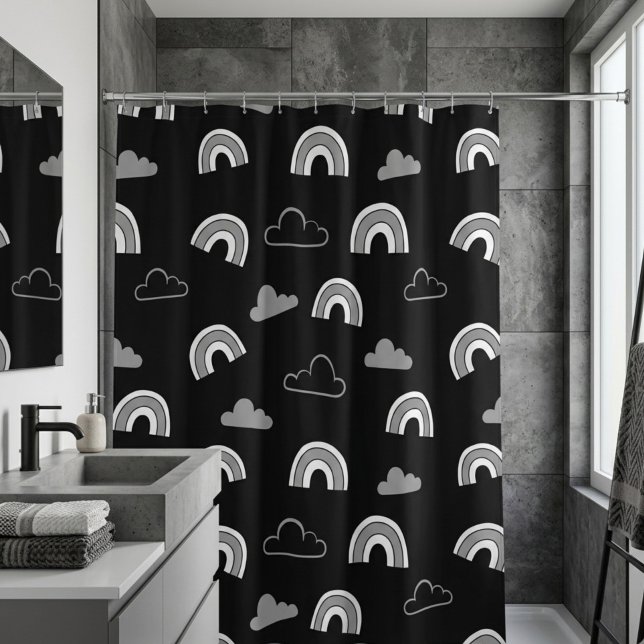 Rideaux de douche Nuages Gris et Arcs-en-ciel sur  (Créateur téléchargé)