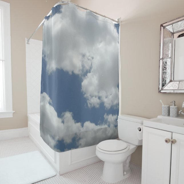 Rideaux De Douche Nuages Photo Imprimer Amusement (En situation)