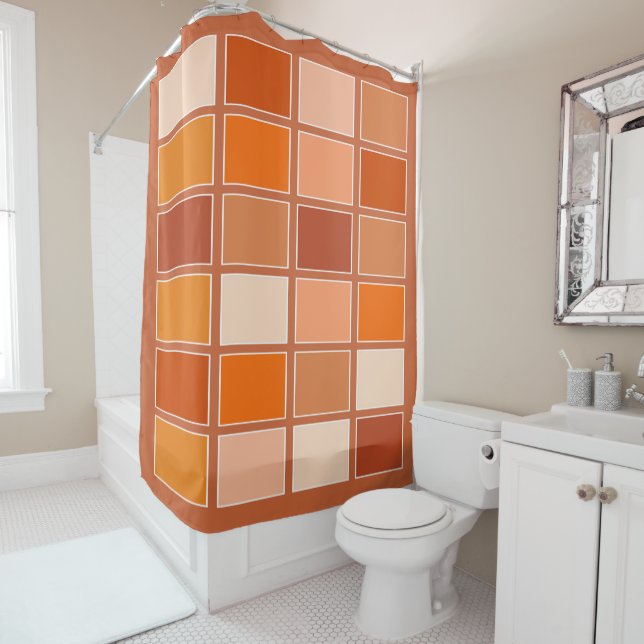 Rideaux De Douche Nuances de blocs orange (En situation)