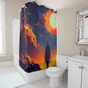 Rideaux De Douche Nuit Abstraite d'Halloween moderne