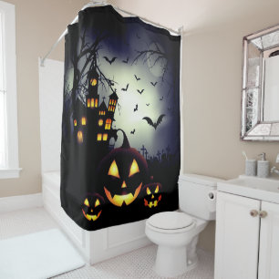 Rideaux De Douche Nuit d'Halloween ensorcelée et hantée