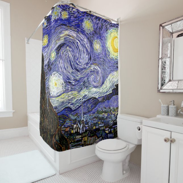 Rideaux De Douche Nuit étoilée de Van Gogh, 1889 (En situation)