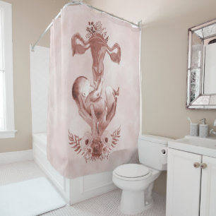 Rideaux De Douche Ob/Gyn Midwoman Florale Enfance Cervix Ovaires