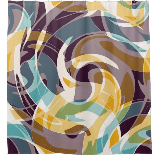 Rideaux De Douche objets géométriques Abstraits graffiti grunge effe (Devant)