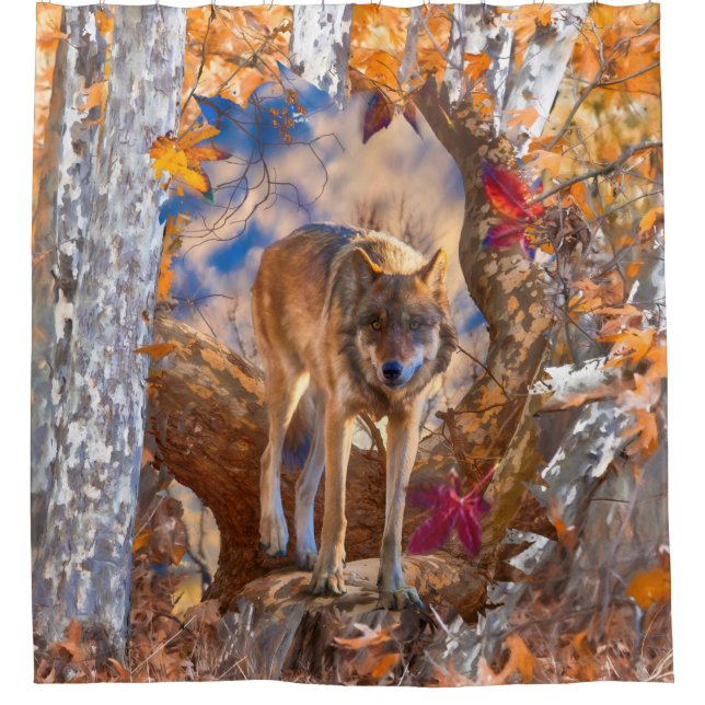 RIDEAUX DE DOUCHE OBSERVATOIRE WOLF AUTOMNE (Devant)